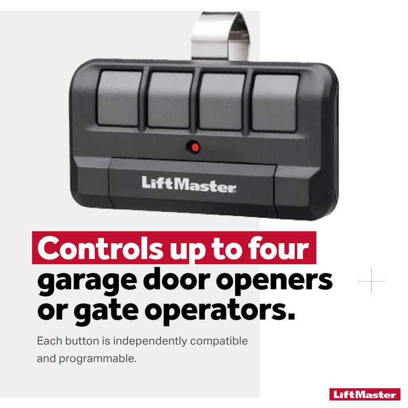 LiftMaster 894LT 4-Button Learning Garage Door Opener Remote Control - with Visor Clip - Use with myQ App - Works with Up to 4 Doors - Learning Remote Garage Door Opener - Sends a New Code - 1 Pack - Image 3